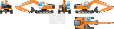 Illustration for 3 d rendering of orange excavators isolated on white background - Royalty Free Image
