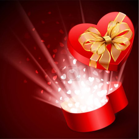 Illustration for Gift box with red ribbon and bow. vector - Royalty Free Image