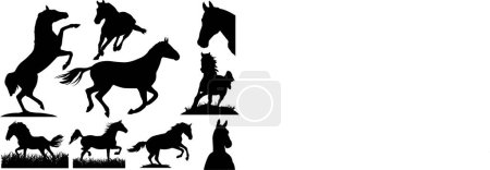 Téléchargez les illustrations : Silhouettes vectorielles de chevaux - en licence libre de droit
