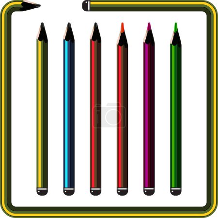 Téléchargez les illustrations : Crayons de couleur, illustration vectorielle - en licence libre de droit