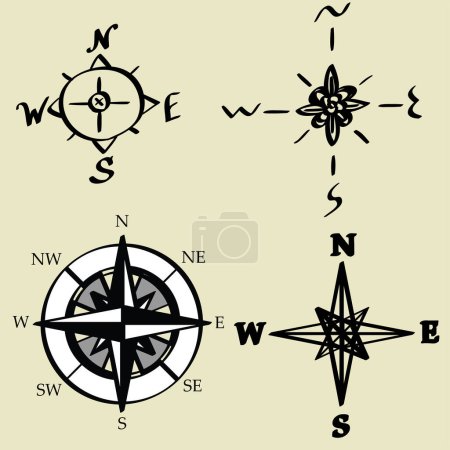 Illustration for The collection of different signs of symbols and compass - Royalty Free Image