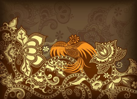 Illustration for Abstract ornament on floral background - Royalty Free Image