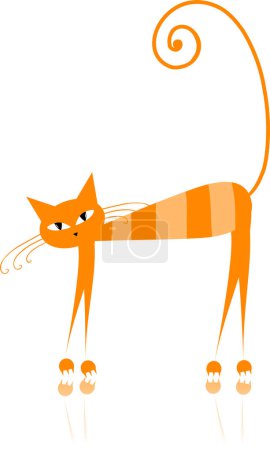 Téléchargez les illustrations : Dessin animé orange chat, illustration, vecteur sur fond blanc - en licence libre de droit