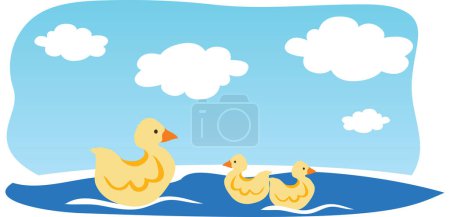 Ilustración de Patos y bebé sobre fondo blanco ilustración - Imagen libre de derechos