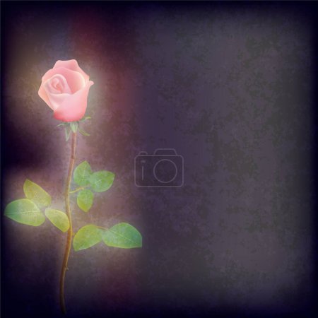 Téléchargez les illustrations : Fond floral abstrait grunge avec rose - en licence libre de droit