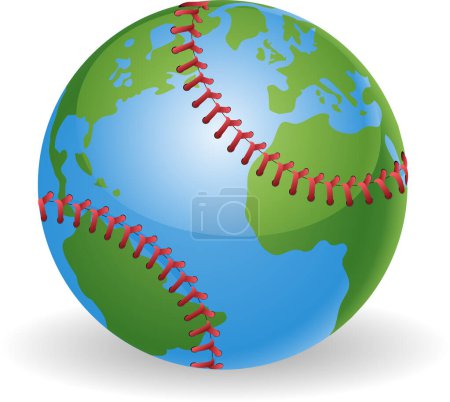 Téléchargez les illustrations : Globe mondial et baseball. illustration vectorielle - en licence libre de droit