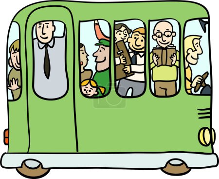 Illustration for Cartoon people in a bus - Royalty Free Image