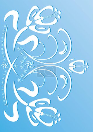 Illustration for Abstract background with white flowers on blue - Royalty Free Image