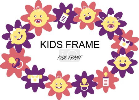 Illustration for Colorful kids frame with text and text - Royalty Free Image