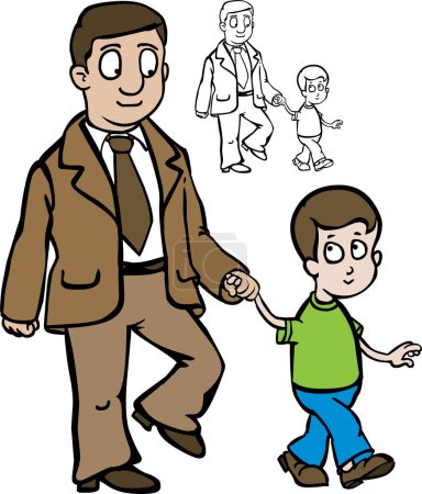 Téléchargez les illustrations : Un père avec un fils - en licence libre de droit