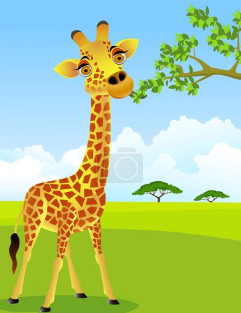 Téléchargez les illustrations : Girafe sur fond d'herbe, illustration vectorielle - en licence libre de droit