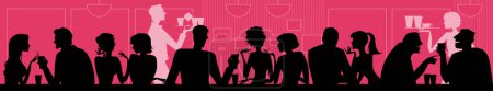 Illustration for Vector silhouettes of people at cafe - Royalty Free Image