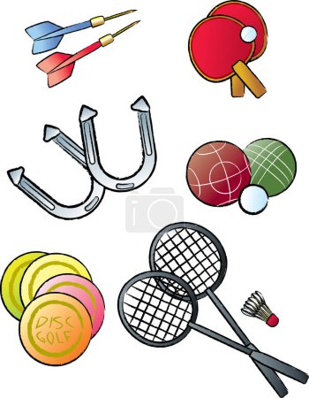 Téléchargez les illustrations : Jeu vectoriel d'équipements de tennis et de sport - en licence libre de droit