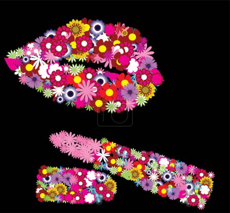 Ilustración de Flores de colores con letra f, ilustración vectorial - Imagen libre de derechos