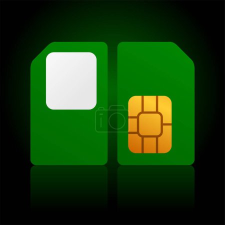 Ilustración de Icono de la tarjeta SIM. vector. diseño plano con sombra sobre fondo verde. - Imagen libre de derechos