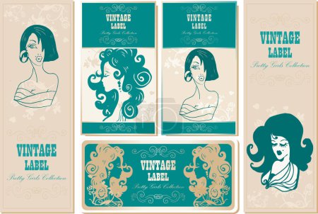 Illustration for Vintage banner with beautiful woman - Royalty Free Image