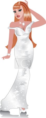 Illustration for Formal Gown Women, can be used for Weddings, Beauty Pageants, Parties, Christmas, Valentines Day, St. Patricks Day, Prom or more. - Royalty Free Image