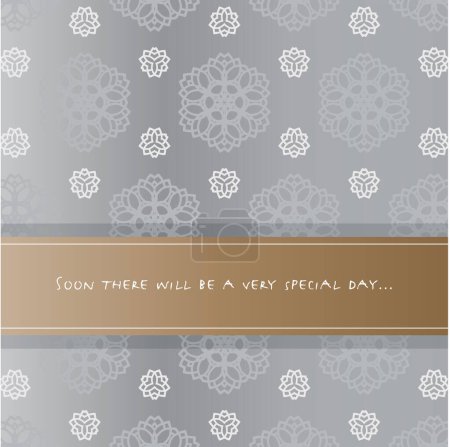 Illustration for Stylish invitation card with flower pattern and banner for your own message. For example to be used for marriage, birth, engagement, party. Fully editable vector. - Royalty Free Image