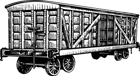 Téléchargez les illustrations : Illustration vectorielle noire d'un wagon vintage - en licence libre de droit