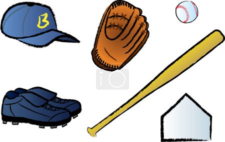 Téléchargez les illustrations : Collection de sets de baseball. illustrations vectorielles de baseball - en licence libre de droit