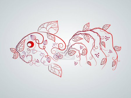 Ilustración de Ilustración vectorial de un pez rojo sobre un fondo claro con lugar para su texto - Imagen libre de derechos