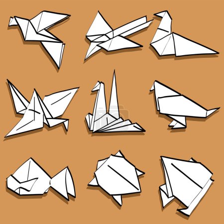 Illustration for Origami bird origami vector illustration - Royalty Free Image