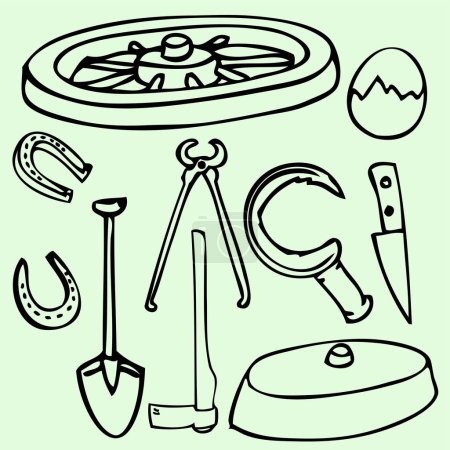 Illustration for Hand drawn vector set of tools - Royalty Free Image