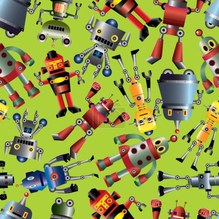 Illustration for Robots seamless pattern, cartoon illustration - Royalty Free Image