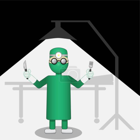 Téléchargez les illustrations : Illustration d'un médecin masculin en blouse médicale et masque médical - en licence libre de droit