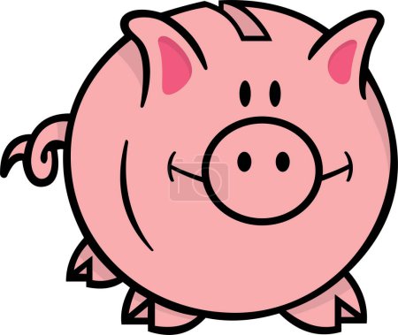 Téléchargez les illustrations : Illustration de dessin animé de porc isolé sur blanc - en licence libre de droit