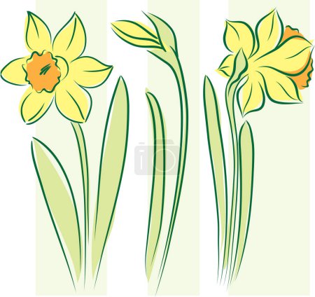 Ilustración de Flores amarillas en estilo de dibujos animados. ilustración vectorial. - Imagen libre de derechos