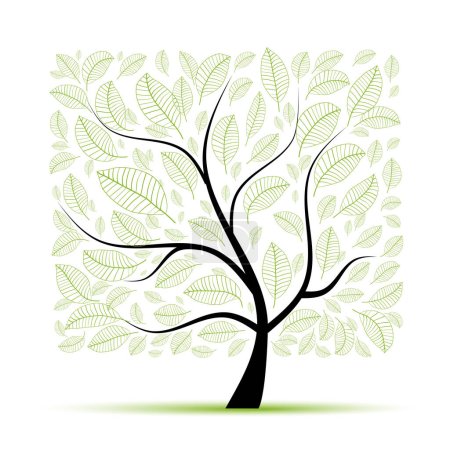 Illustration for Abstract background with tree and leaves, vector illustration - Royalty Free Image