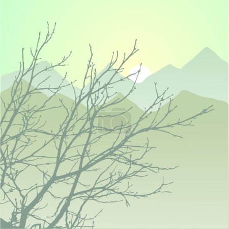 Ilustración de Silueta del paisaje de montaña. ilustración vectorial. - Imagen libre de derechos