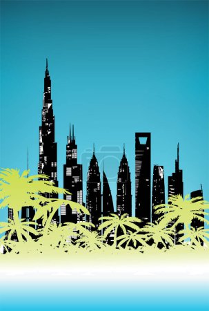Illustration for Dubai city, silhouette, vector illustration - Royalty Free Image