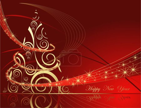 Illustration for Vector illustration of christmas and new year greeting card - Royalty Free Image