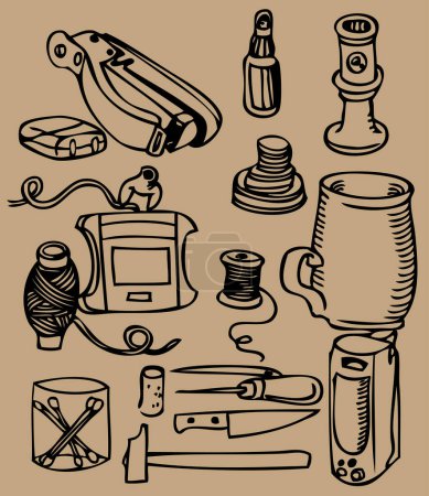 Ilustración de Vector conjunto de accesorios de costura
. - Imagen libre de derechos