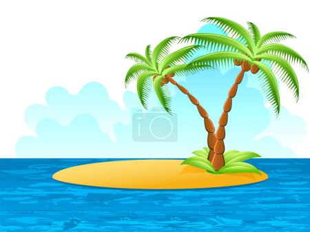 Téléchargez les illustrations : Île tropicale dans l'océan - en licence libre de droit