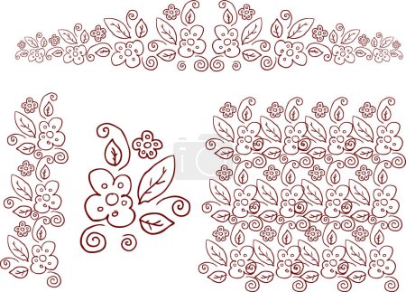 Ilustración de Conjunto de elementos florales, ilustración vectorial - Imagen libre de derechos