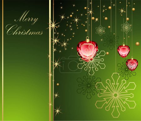 Illustration for Christmas and happy new year background with snowflakes and balls. - Royalty Free Image