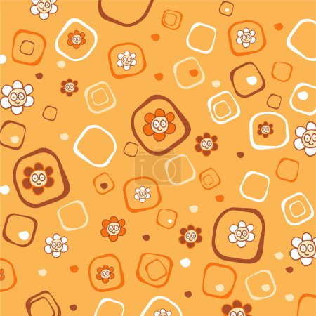 Ilustración de Flores de color naranja sobre un fondo naranja patrón sin costuras. ilustración vectorial. - Imagen libre de derechos