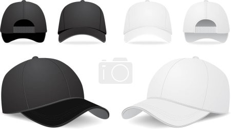 Illustration for Set of white and black baseball cap - Royalty Free Image