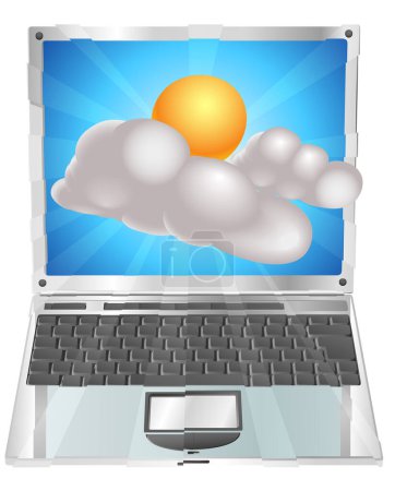 Illustration for Laptop with cloud computing illustration - Royalty Free Image