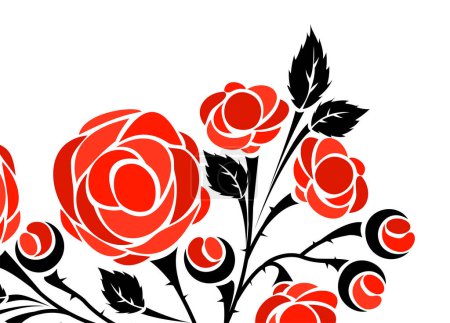 Ilustración de Rosas rojas sobre fondo blanco - Imagen libre de derechos
