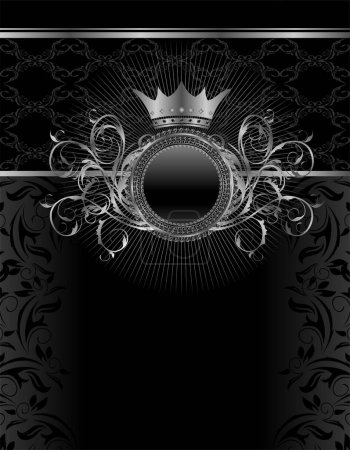 Téléchargez les illustrations : Black vintage background with crown - en licence libre de droit