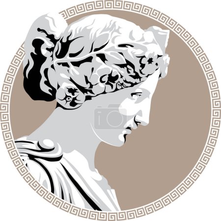 Illustration for Vector illustration of a greek woman with a wreath.  ancient greek wreath - Royalty Free Image