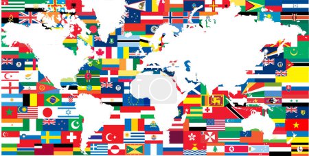 Illustration for World map with flags. - Royalty Free Image