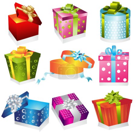 Illustration for Set of gift boxes with bows - Royalty Free Image