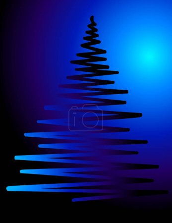 Illustration for Christmas tree with blue light. - Royalty Free Image