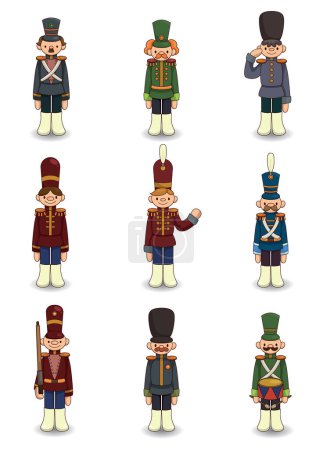 Ilustración de Personajes de dibujos animados de los soldados militares nacionales - Imagen libre de derechos