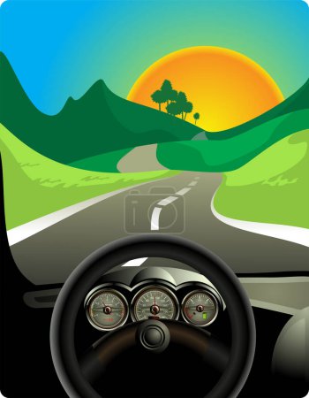 Illustration for Illustration of a car on the road - Royalty Free Image